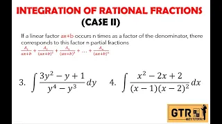 INTEGRATION OF RATIONAL FRACTIONS (Case II) | PARTIAL FRACTION