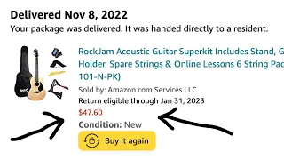 Cheap Amazon Acoustic Guitar (RockJam) Unboxing, Demo and Review