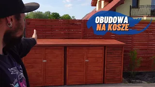 Drewniana obudowa koszy na śmieci