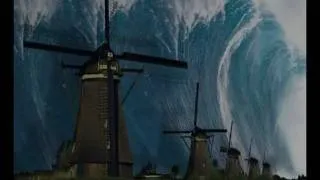 Monster wave at windmills