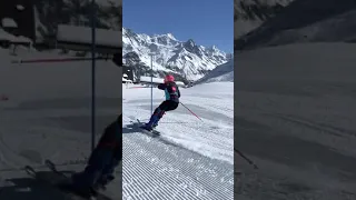 Slalom training for young skiers