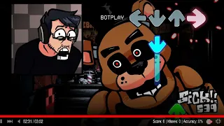 Markiplier plays in FNAF 1 but this is FNF █ Friday Night Funkin' – BITE: An Ourple Guy Fanmod █