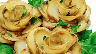 A CHIC dish of AVAILABLE products  Roses of POTATOES and MINCED MEAT for the Holiday!
