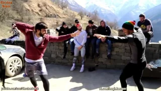 UFC fighters  Roger Huerta and Zubaira Tukhugov dance