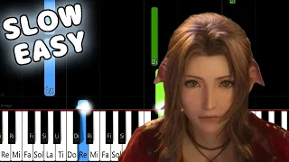 Aerith's Theme - Final Fantasy VII Remake - SLOW EASY Piano Tutorial [animelovemen]