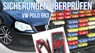 Sicherungen überprüfen, Durchgangsprüfung mit dem Multimeter in diesem Fall am Polo 9N3, check fuses