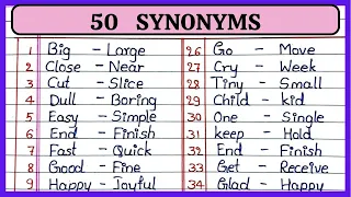 50 Synonyms words in English// Synonyms words //Common Synonym Words