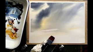 SKY PRACTICE DAY 1: Paint A Loose STORMY SKY Watercolor Landscape Painting Watercolour Demo Skyscape