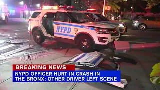 Officer crashes into pole swerving from speeding driver in the Bronx