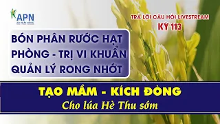 APN - TẠO MẦM VÀ KÍCH ĐÒNG CHO LÚA HÈ THU SỚM, PHÒNG TRỊ VI KHUẨN | TRẢ LỜI CÂU HỎI LIVESTREAM #APN