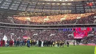 ЦСКА - дайте шума, Москва! Моя Игра! #Баста читает рэп фанатам на футбольном поле.