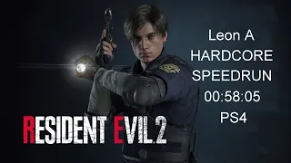 RESIDENT EVIL 2 REMAKE Leon A Hardcore Speedrun in 00:58:05 PS4 MAR/08/2020