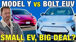 Tesla Model Y vs. Chevy Bolt EUV Comparison | Which Small Electric SUV Is Best?