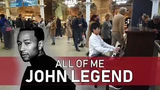 Falling in Love with John Legend's All of Me Piano in Public Cole Lam 12 Years Old