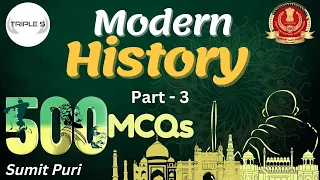 Modern History: Best 500 MCQs || Part 3 (201-300) || By Sumit Puri for SSC CGL JKSSB JKPSC