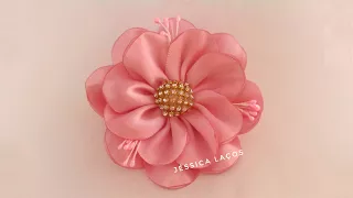 DIY PAP Flor de cetim facil/satin flower/Easy satin flower