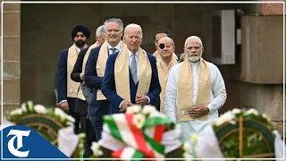 G20 leaders arrive at Rajghat to pay homage to Mahatma Gandhi