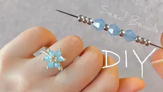 Flower Beaded Ring Tutorial: How to make Easy Beaded Rings