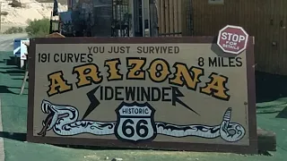 Driving the Arizona Sidewinder on Historic Route 66 into Oatman, AZ