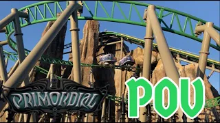 Coaster POV: Primordial at Lagoon (Front Row with Owl Drop Track Ending)