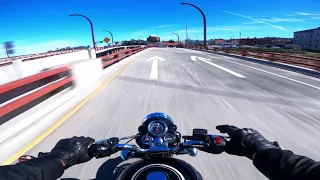 Royal Enfield Bullet 500 chasing Harleys on the Golden Gate Bridge | Raw Onboard | [Pure RAW Sound]