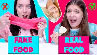 ASMR Real Food VS Fake Food Challenge By LiLiBu #3