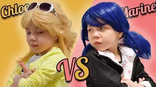 Chloe Bourgeois versus Marinette Dupain-Cheng, in real life. Ladybug and Cat Noir