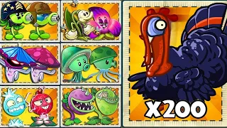 Random 50 Team Plants vs 200 Turkey Zombie - Your Favorite Pair Plant? - PVZ 2 Challenge