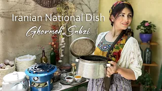 National Food Of IRAN! I Cooked Ghormeh Sabzi In My Village ( Persian Herb Stew )🌿💋🔥