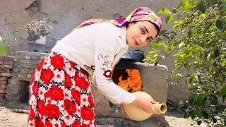 1 Day In Village Life ! Cooking Iranian Oldest authentic Food on Tandoor And Making Butter