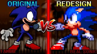 FNF' Vs Sonic.exe 2.0 - Faker+Black Sun (Original VS Redesign) (exe original and fanmade comparison)