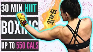 30 MINUTE Shadow Boxing HIIT Workout ON FIRE!🔥 (550 CALS + ABS)//SYLVIA NASSER