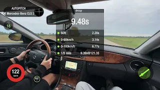 Mercedes Benz CLS 5.0i V8 AT RWD 2006. 0-100 acceleration.