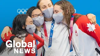 Team Canada nabs Olympic silver in women's synchronized diving, freestyle relay