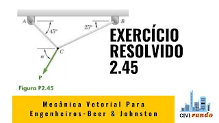 Exercício 2.45 - Mecânica Vetorial para Engenheiros Beer and Johnston / Equilíbrio de Partícula