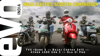 TVS iQube S vs Bajaj Chetak vs Ather 450X vs Ola S1 Pro Electric Scooter Comparison 2022 | evo India