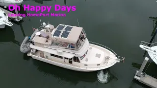 Oh Happy Days Mainship 400 leaving Home Port Marina Drone Footage
