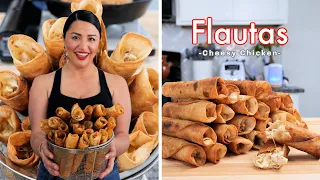 HOW TO MAKE THE BEST CHEESY CHICKEN CHILE VERDE Taquitos  (Rolled tacos) | Mexican food Recipes