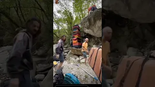 Is This WORLD RECORD?! Highest Crash Pads Stack possibile! #bouldering #finale #climbing