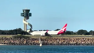 Thai Airways A350-941 taxis and departs from Sydney Airport runway 34L