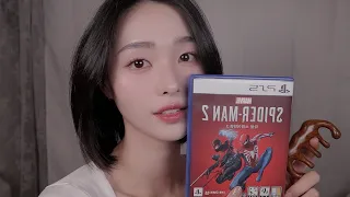 ASMR.sub(whisper)brushing your hair, review of Spider-Man 2| hairbrush + skin care+Touch Your Face