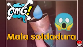 Así se solda tubería de cobre 2"   reparando fuga  #fontanero #soldar  #truper #soldadura