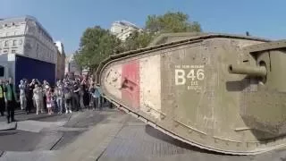 Tank 100 years - WW1 Mark IV tank moving through London