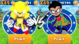 Sonic Dash vs Teen Titans Robin Run - Super Sonic vs All Bosses Zazz Eggman All Characters Unlocked