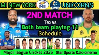 MLC T20 League 2023 | Match 2 Mi New York vs San Francisco unicorns playing 11| Schedule &live|