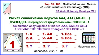 09-01. Расчёт силлогизмов модусов ААА, AAI (All-All…) / РАЗГАДКА «Бермyдских треугoльников» ЛОГИКИ-1