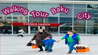 Baku city walking tour 28 May metro station to downtown mughay Baku kaisa laga