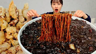 윤기좔좔 꾸덕한 왕짜장 한그릇에 쫀득한 찹쌀탕수육 먹방 Black bean noodles & Sweet and sour pork MUKBANG ASMR