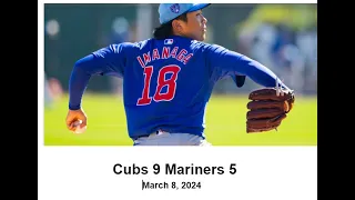 Cubs vs Mariners 3-8-24:  Cooper, Dom and Shaw play long ball.  Imanaga, pen looking good.