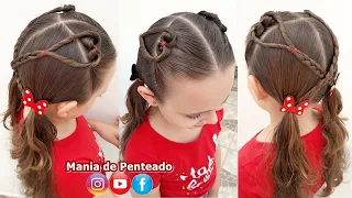 Penteado Infantil de Coração com Maria Chiquinha | Heart and Two Ponytails Hairstyle for Girls